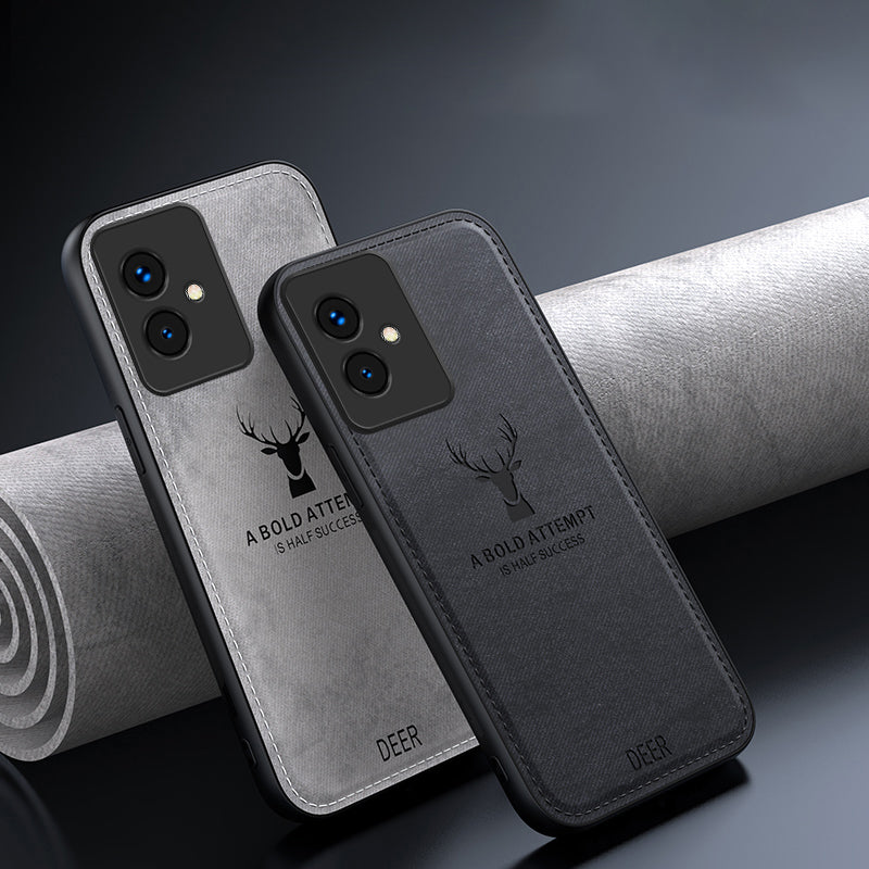 For Honor 100 5G Deer Pattern Case TPU+PC+PU Leather Phone Cover Soft Cloth Texture Anti-Scratch - Black For Honor 100 5G Deer Pattern Case TPU+PC+PU Leather Phone Cover Soft Cloth Texture Anti-Scratch - Black